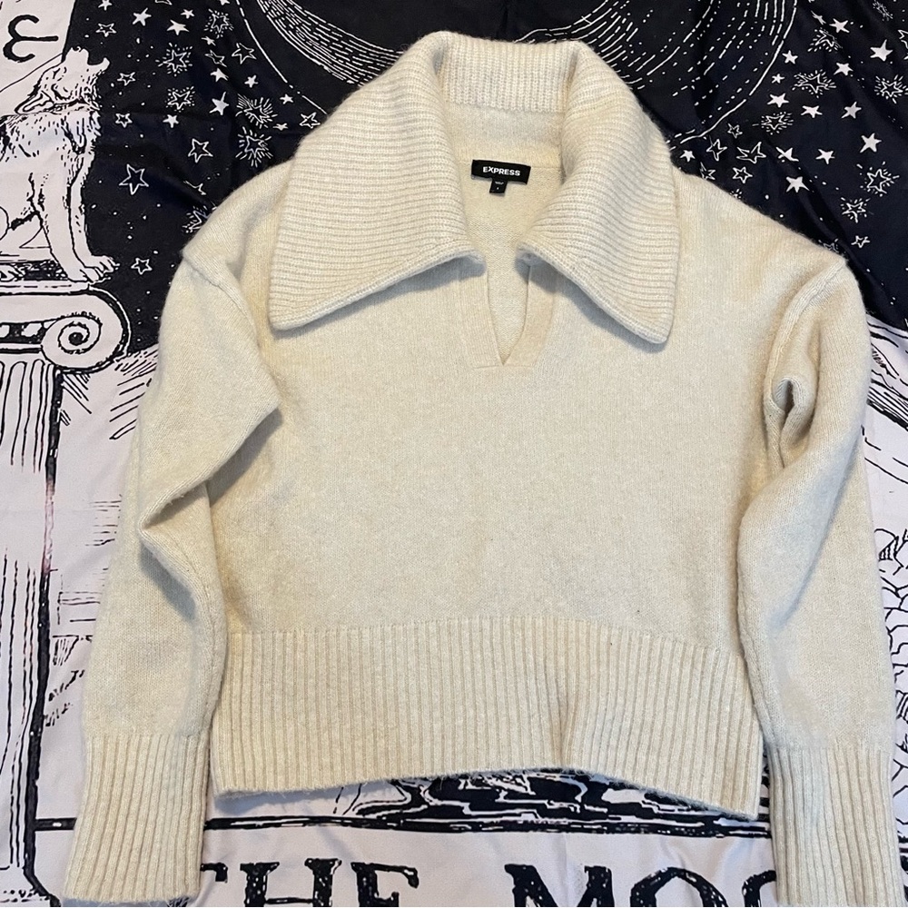 Express Cream Collared Sweater